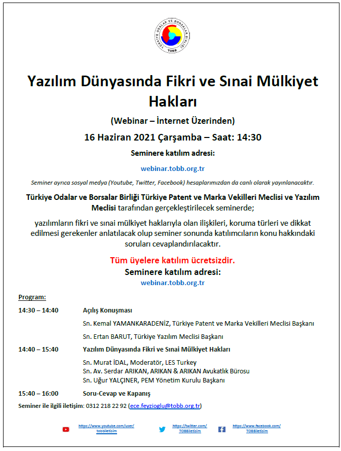 Yazılım Dünyasında Fikri ve Sınai Mülkiyet Hakları Webinarı