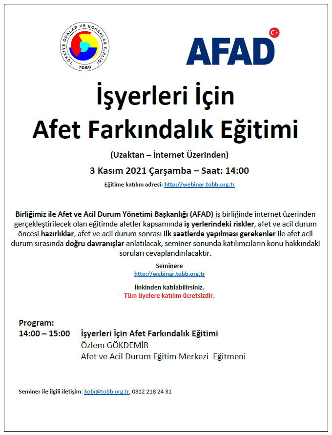 İş Yerleri için Afet Farkındalık Eğitimi.