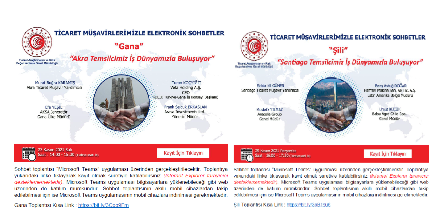 Ticaret Müşavirlerimizle Elektronik Sohbetler- Gana ve Şili