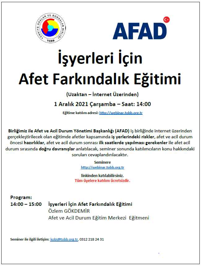 İşyerleri İçin Afet Farkındalık Eğitimi.