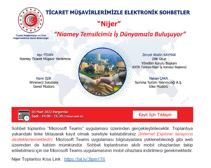 Ticaret Müşavirlerimizle Elektronik Sohbetler - Nijer