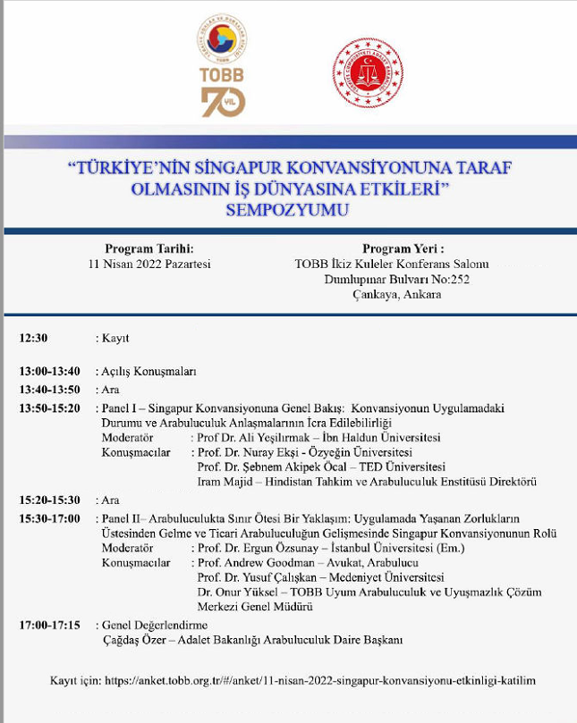 Türkiye’nin Singapur Konvansiyonuna Taraf Olmasının İş Dünyasına Etkileri Sempozyumu