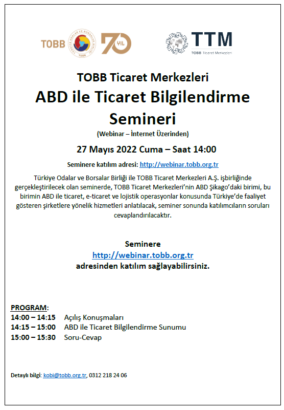 TOBB Ticaret Merkezleri ABD ile Ticaret Bilgilendirme Semineri