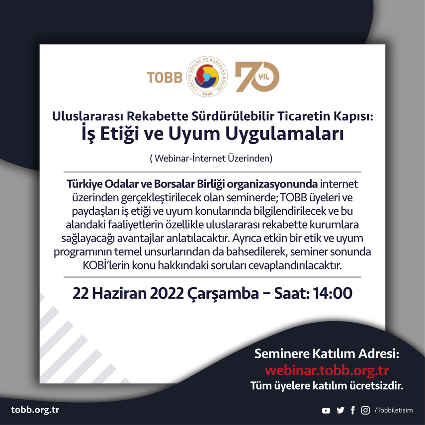 İş Etiği ve Uyum Uygulamaları Webinarı