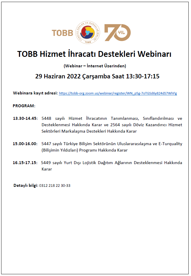 TOBB Hizmet İhracatı Destekleri Webinarı