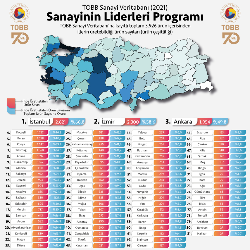 Sanayinin Liderleri Programı Üretim Kapasitesi Çeşitliliği
