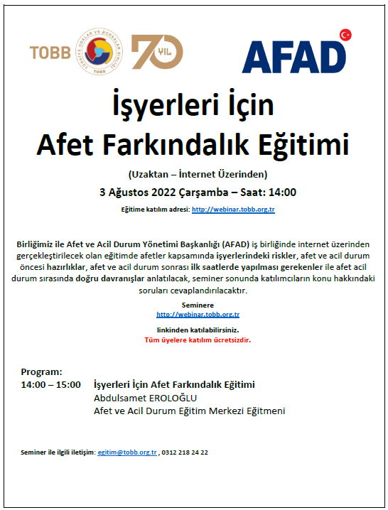 .İşyerleri İçin Afet Farkındalık Eğitimi
