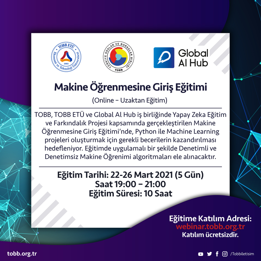 Yapay Zeka Eğitim ve Farkındalık Projesi - Makine Öğrenmesine Giriş Eğitimi