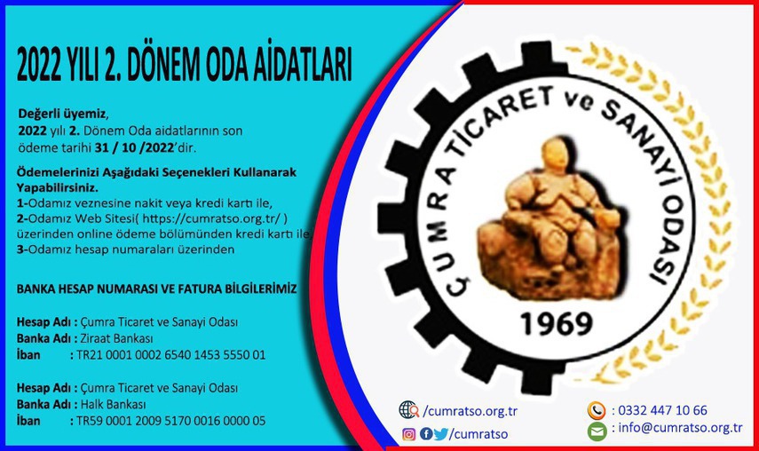 2022 Yılı 2. Dönem Oda Aidatları