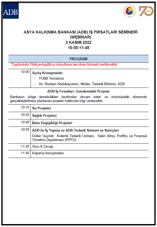 3. Asya Kalkınma Bankası İş Fırsatları Semineri
