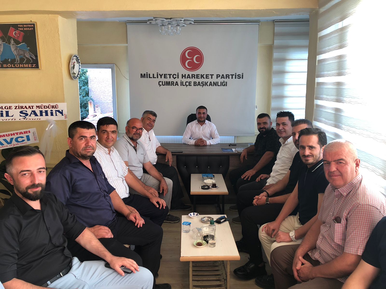 MHP Çumra İlçe Başkanı Recep Yıldırım a hayırlı olsun ziyaretinde bulunuldu.