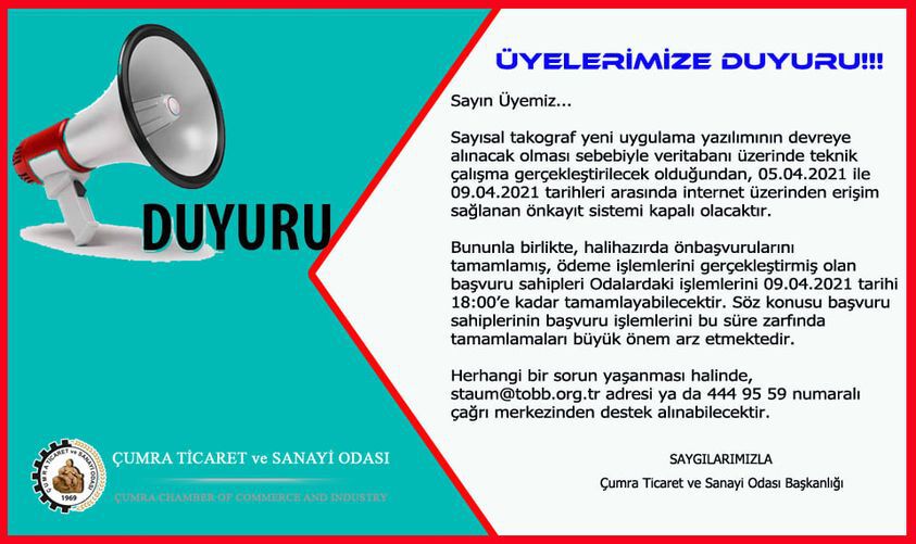 Sayısal takograf yeni uygulama yazılımına geçiş çalışmaları