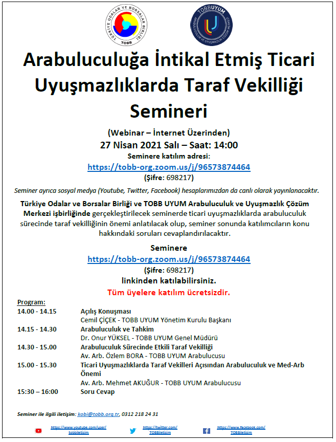 Arabuluculuğa İntikal Etmiş Ticari Uyuşmazlıklarda Taraf Vekilliği Semineri
